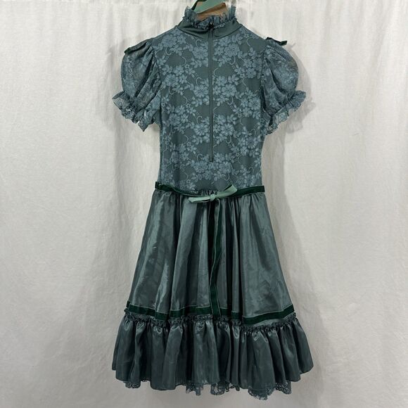 Weissman Dance Costume Fur Elise Character Dress Girls Size XLC Ruffle Teal - Picture 2 of 11